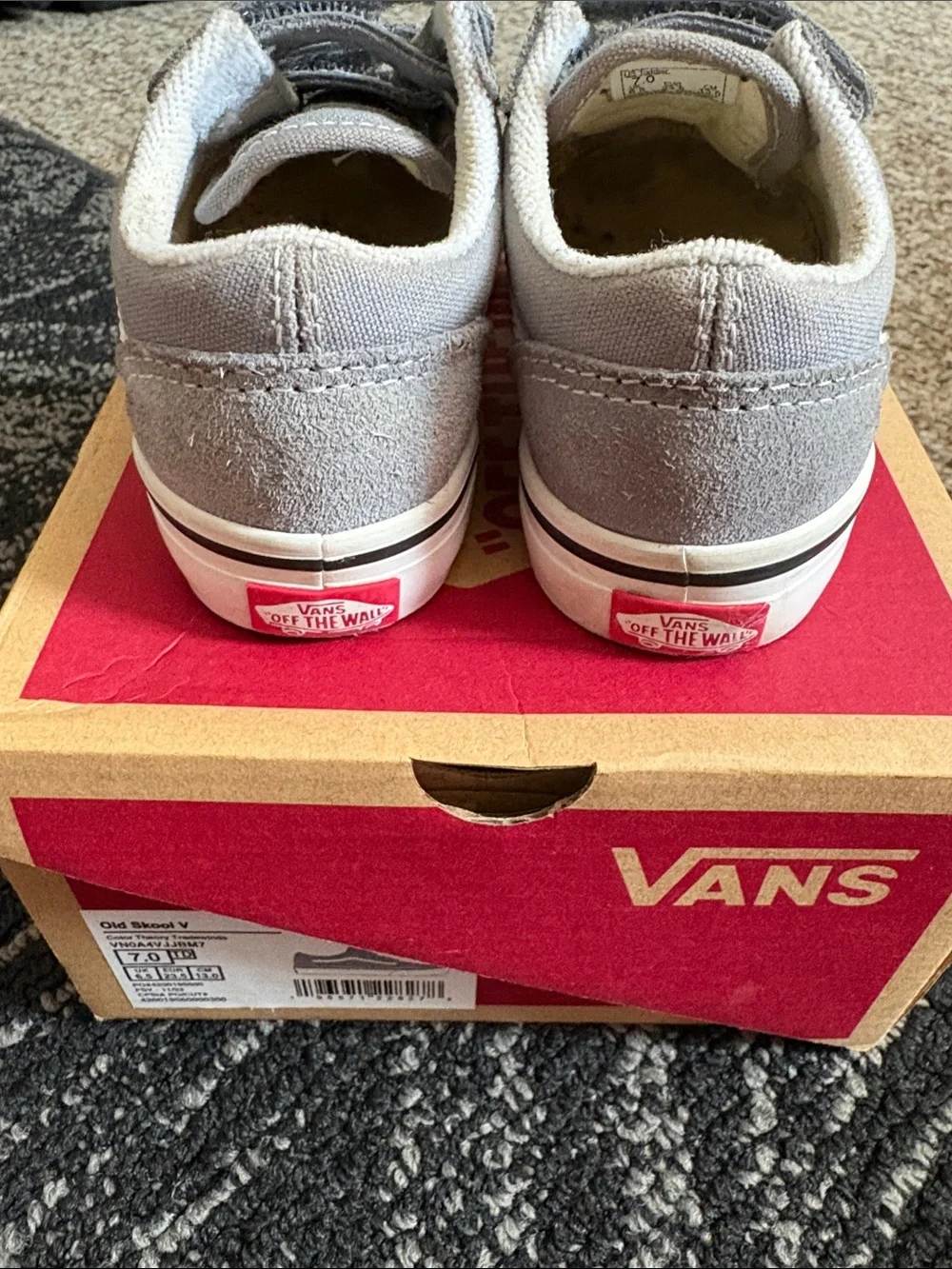 Vans Kids toddler Gray Suede Velcro Sneakers
